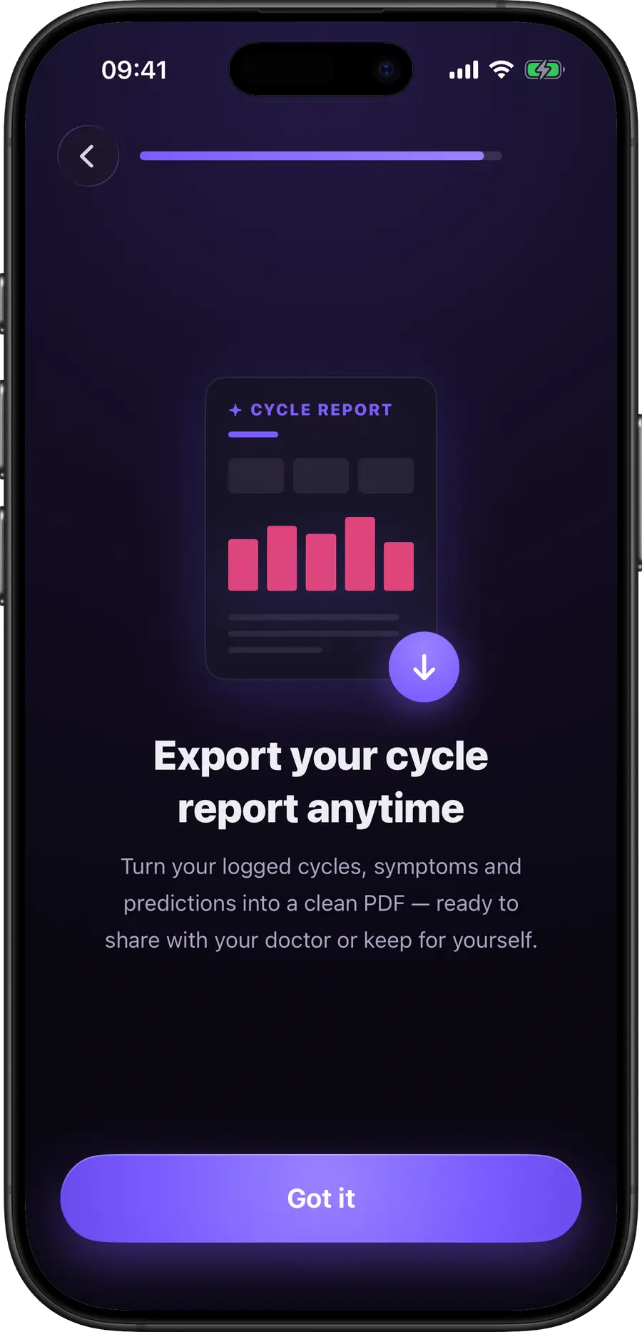 Simply Track doctor PDF report preview