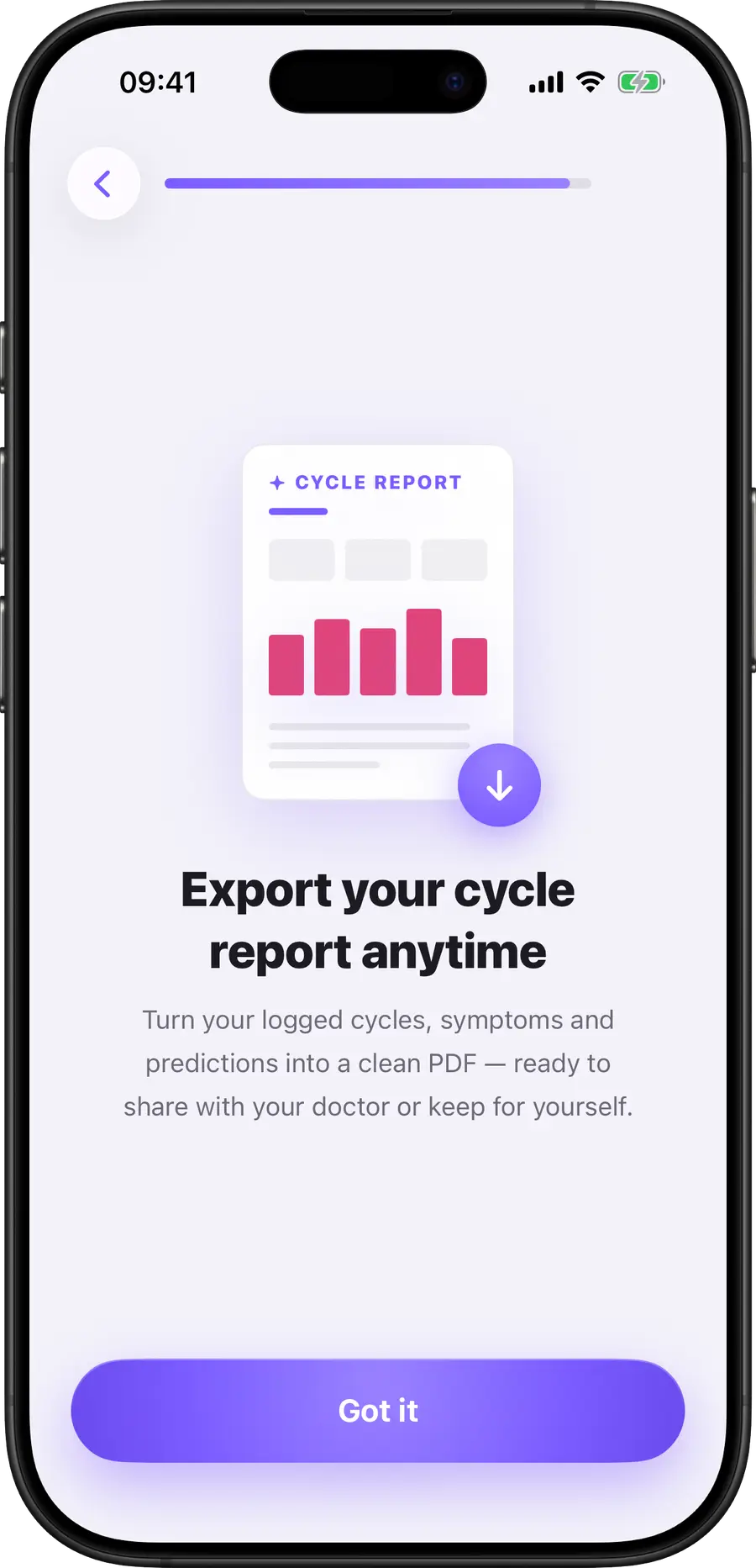 Simply Track doctor PDF report preview