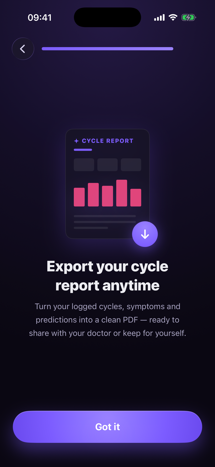 Simply Track doctor PDF report preview