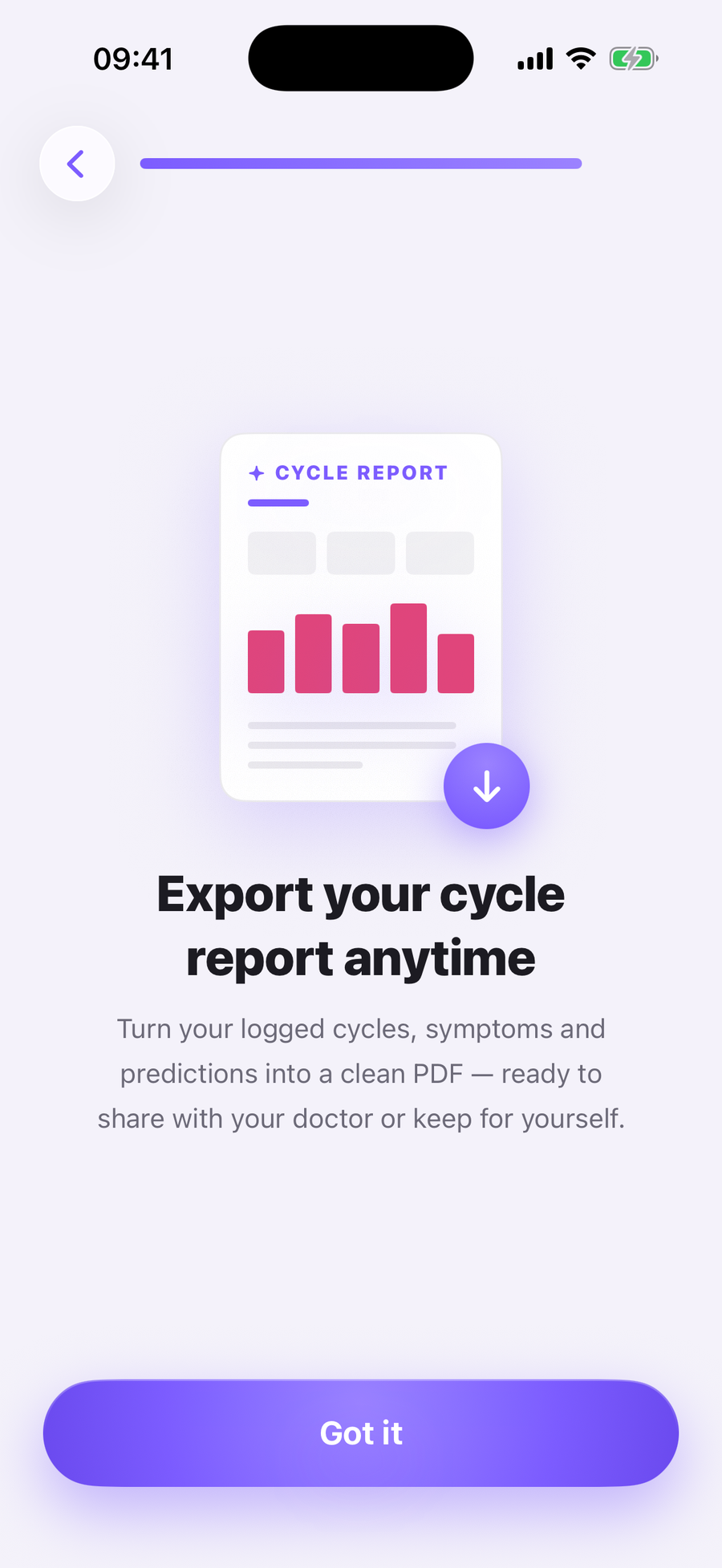 Simply Track doctor PDF report preview