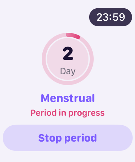 Simply Track on Apple Watch with period tracking active